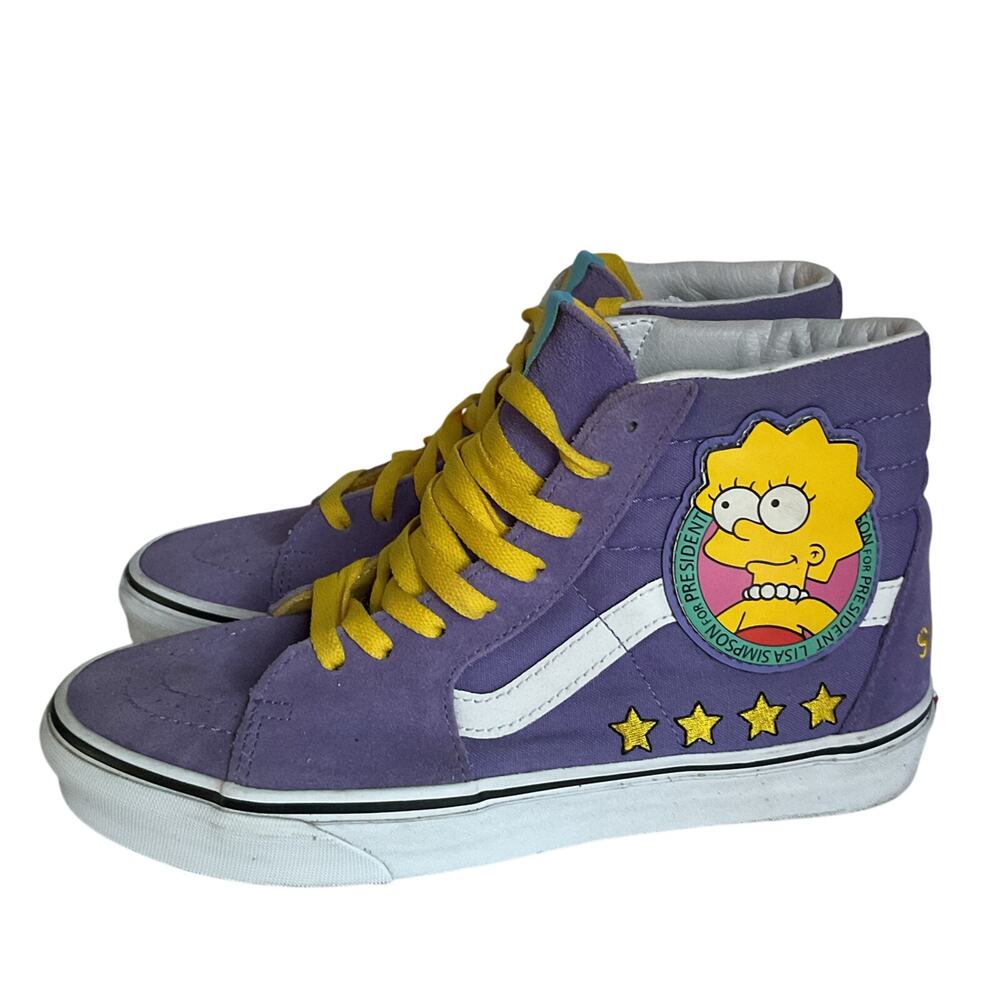 Vans Sk8-Hi The Simpsons Lisa Simpson Purple Sneakers Size 7.5 Mens / 9 Womens